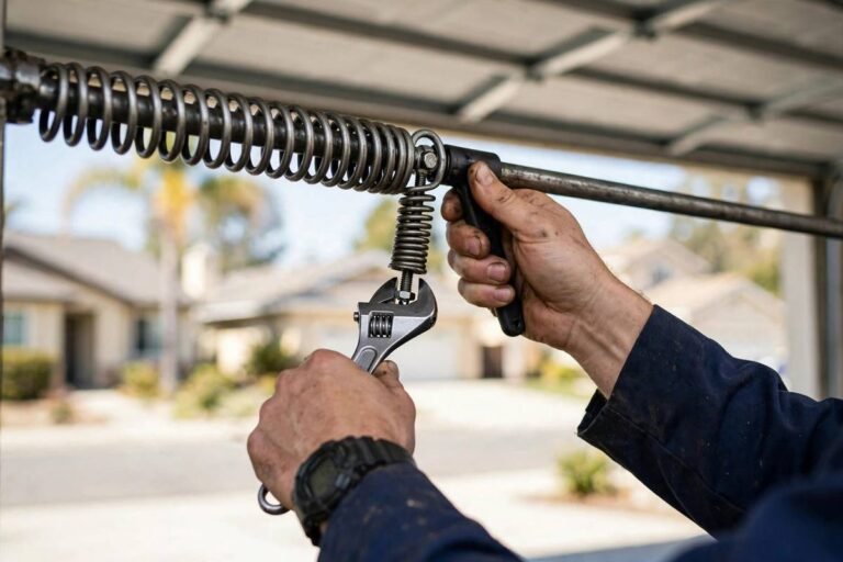 Garage door repair cost Burbank CA – technician replacing torsion spring