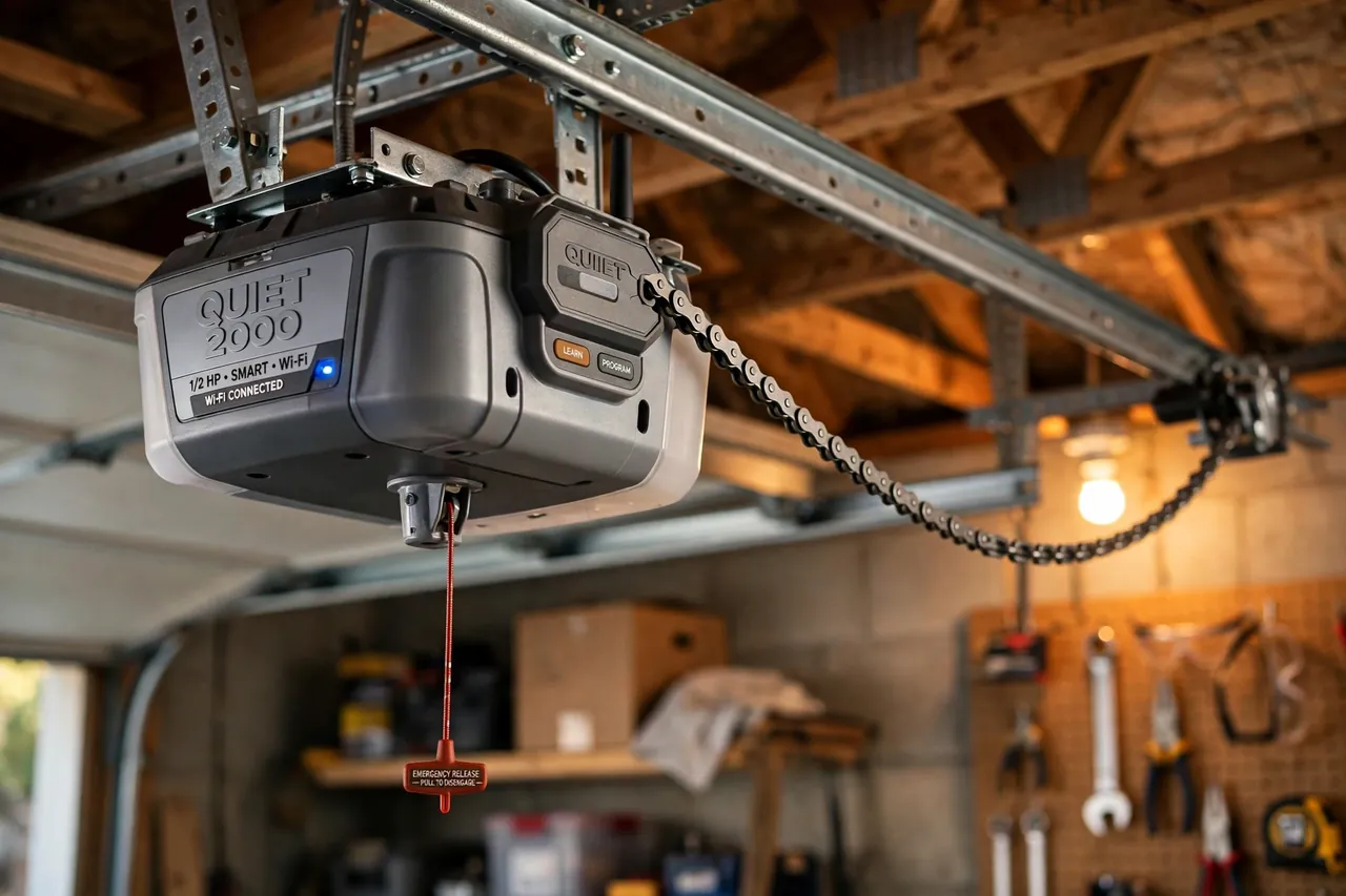 Garage door opener motor unit in Burbank garage